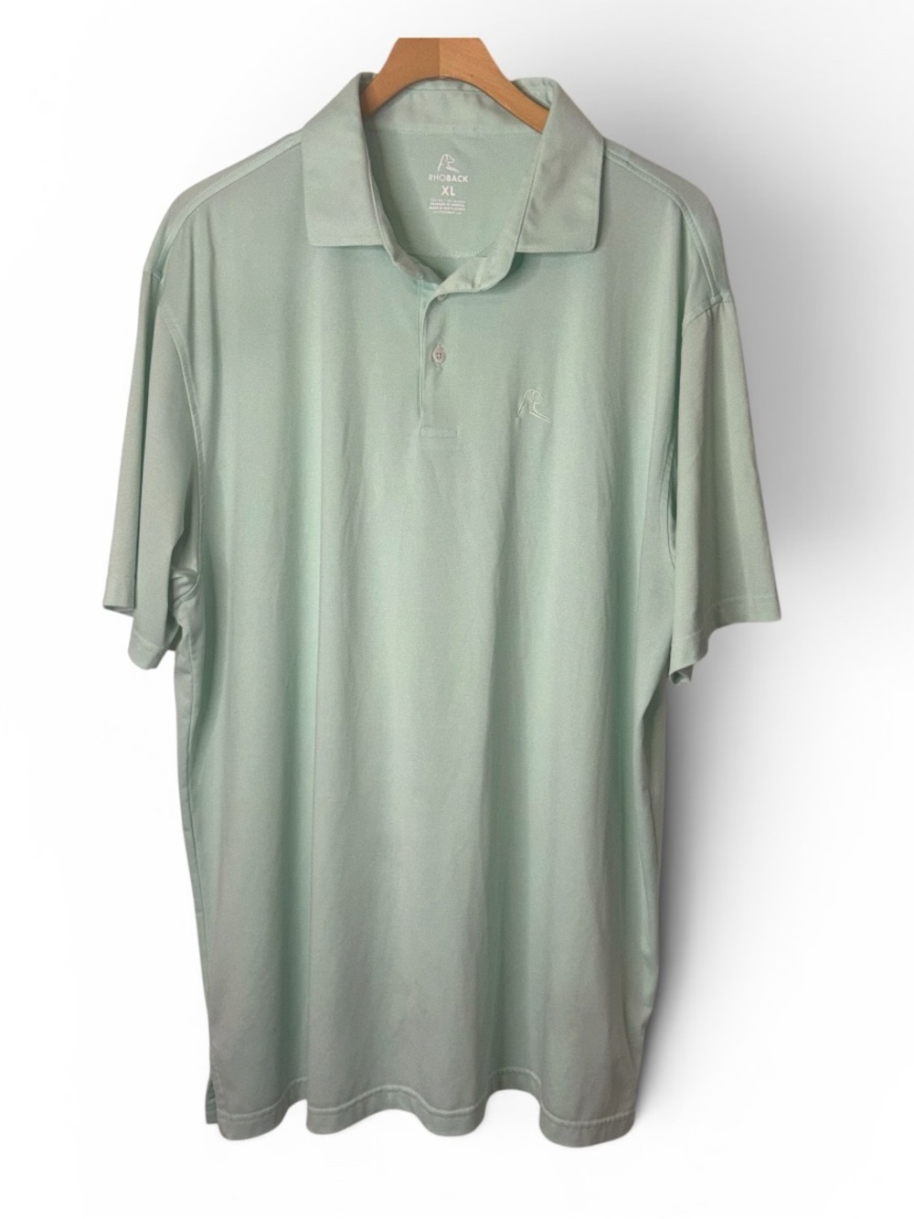 Rhoback Men’s Light Green Performance Polo Shirt Golf Casual Athletic Size XL